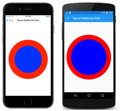 Triple screenshot of the normal Tap To Outline The Path page